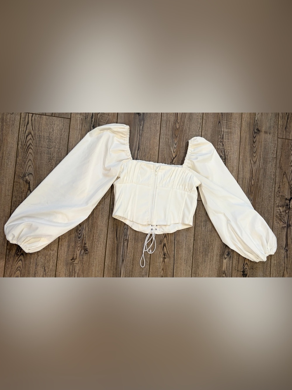 Princess Polly White Lace Up Corset Top Puff Sleeve Crop Blouse US 6 - Picture 8 of 13